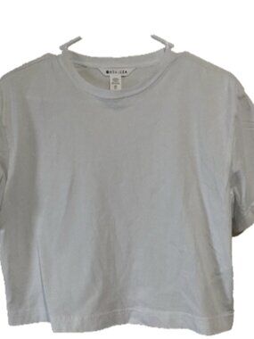 Athleta XS Women's Solid White Cotton Crop Tee #597541